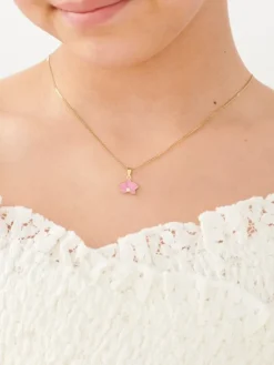 Złota zawieszka z cyrkonią i emalią - kwiat