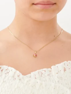 Złota zawieszka z cyrkonią i emalią - kwiat