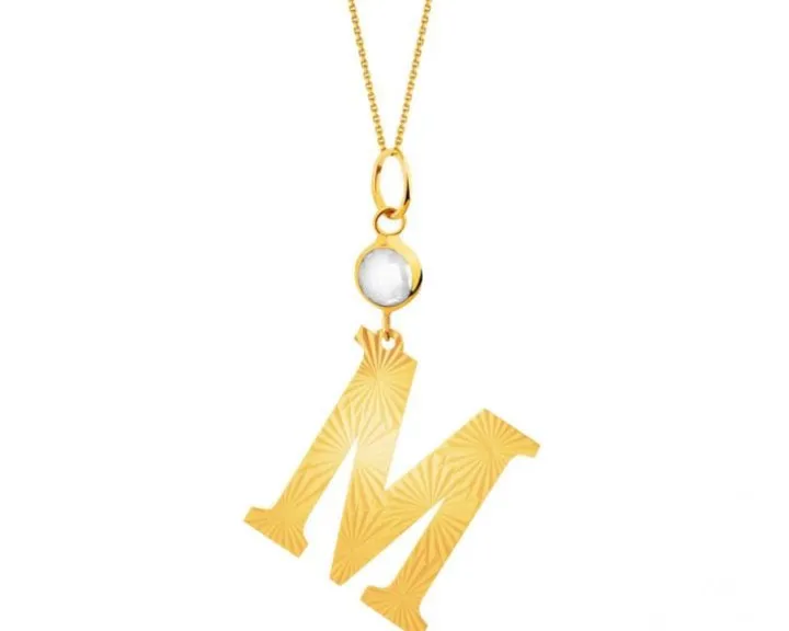 Złota zawieszka z cyrkonią - litera M