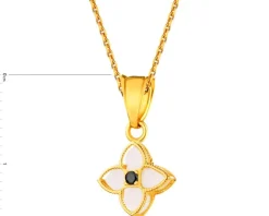 Złota zawieszka z cyrkonią i onyksem syntetycznym