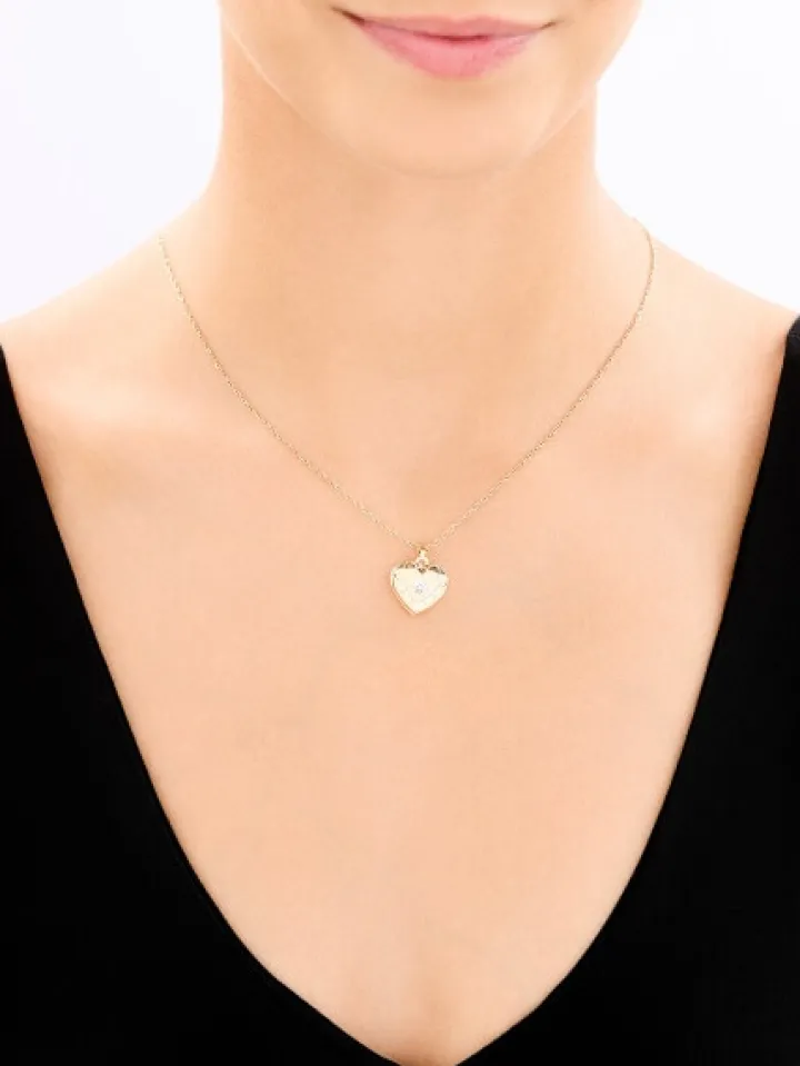 Złota zawieszka z cyrkonią - puzderko - serce