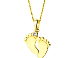 Złota zawieszka z cyrkonią – stópki