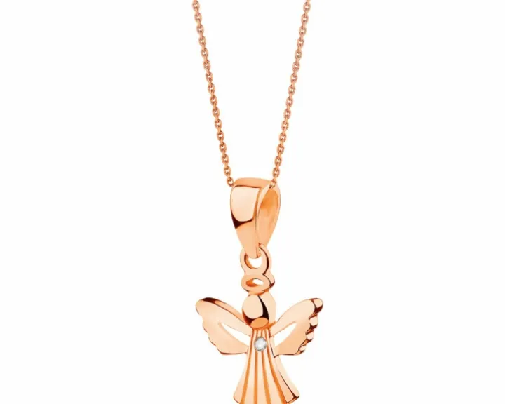 Złota zawieszka z cyrkonią - aniołek