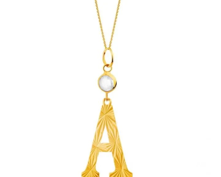 Złota zawieszka z cyrkonią - litera A