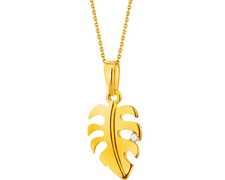 Złota zawieszka z cyrkonią - monstera