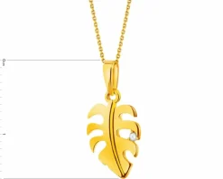 Złota zawieszka z cyrkonią - monstera
