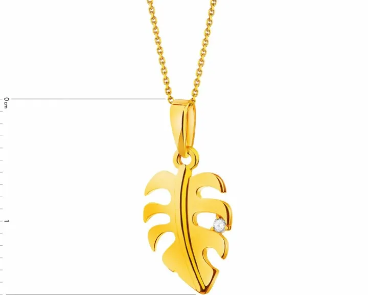 Złota zawieszka z cyrkonią - monstera