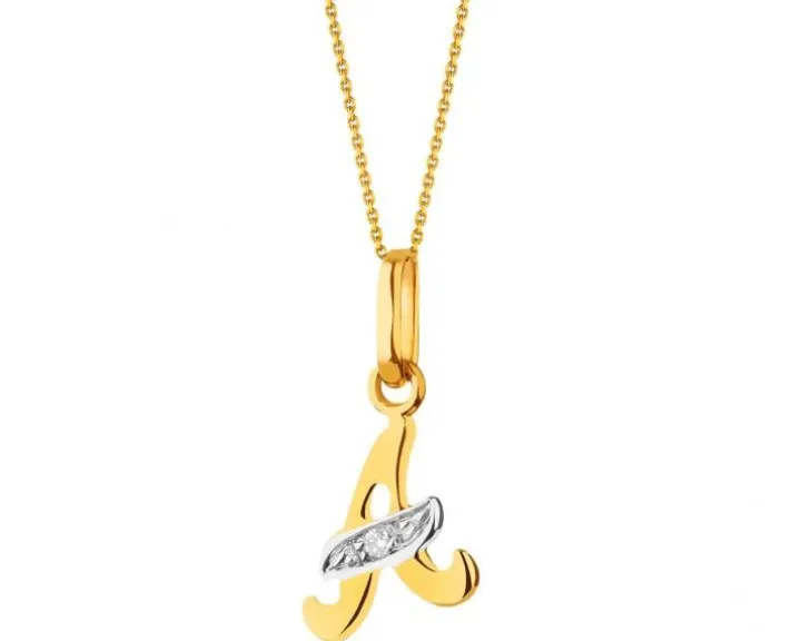 Złota zawieszka z cyrkonią - litera A