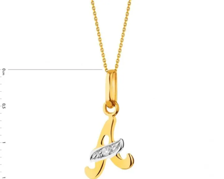 Złota zawieszka z cyrkonią - litera A