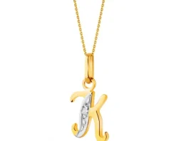 Złota zawieszka z cyrkonią - litera K