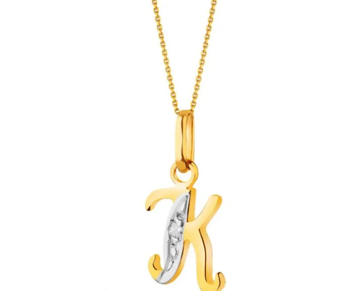 Złota zawieszka z cyrkonią - litera K