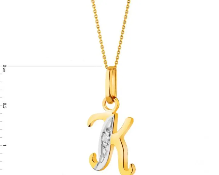 Złota zawieszka z cyrkonią - litera K