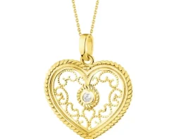 Złota zawieszka z cyrkonią - serce