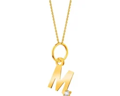 Złota zawieszka z cyrkonią - litera M