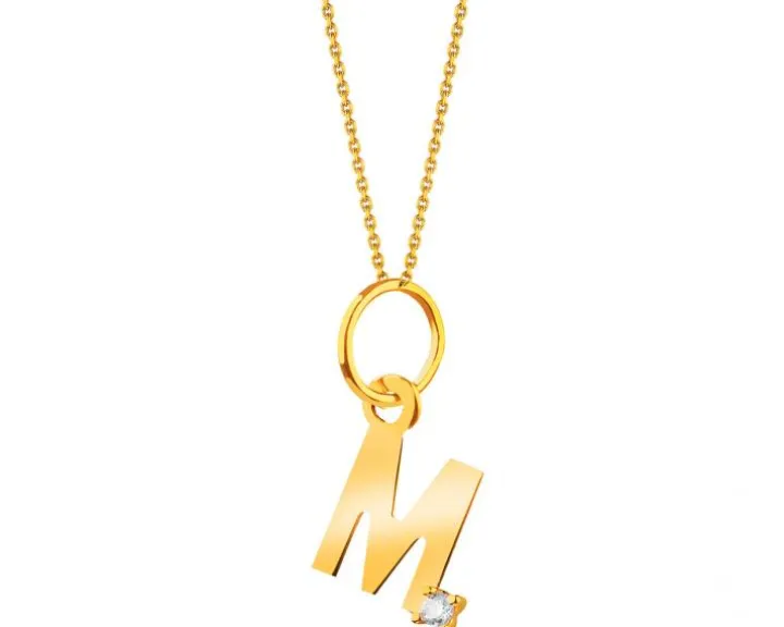 Złota zawieszka z cyrkonią - litera M