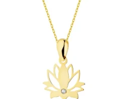 Złota zawieszka z cyrkonią - kwiat lotosu
