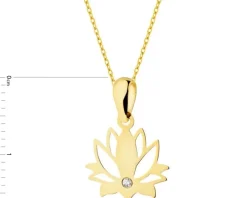 Złota zawieszka z cyrkonią - kwiat lotosu