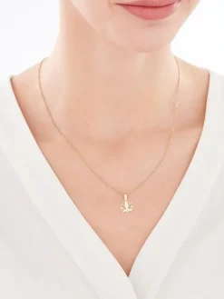 Złota zawieszka z cyrkonią - kwiat lotosu