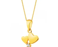 Złota zawieszka z cyrkonią - serca