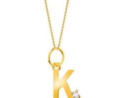 Złota zawieszka z cyrkonią - litera K
