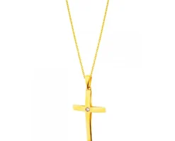 Złota zawieszka z cyrkonią - krzyż