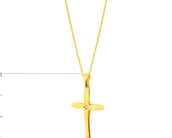 Złota zawieszka z cyrkonią - krzyż