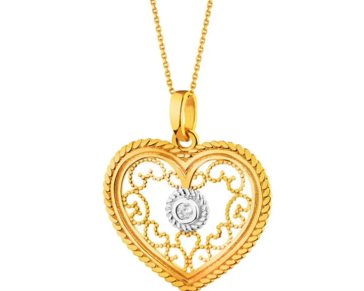 Złota zawieszka z cyrkonią - serce
