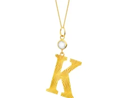 Złota zawieszka z cyrkonią - litera K