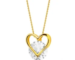 Złota zawieszka z cyrkonią - serce