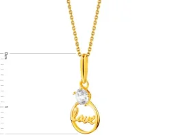 Złota zawieszka z cyrkonią - love