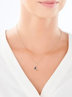 Złota zawieszka z cyrkonią i emalią - Księżyc