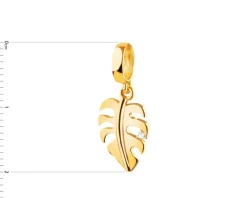 Złota zawieszka z cyrkonią beads - liść monstery