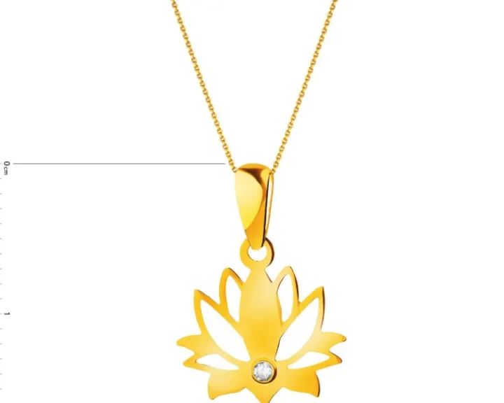 Złota zawieszka z cyrkonią - kwiat lotosu