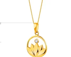 Złota zawieszka z cyrkonią - kwiat lotosu