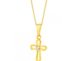 Złota zawieszka z cyrkonią - krzyż