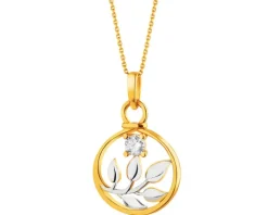 Złota zawieszka z cyrkonią - liście