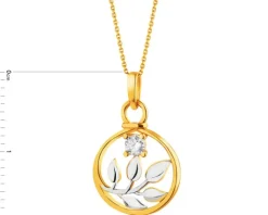 Złota zawieszka z cyrkonią - liście