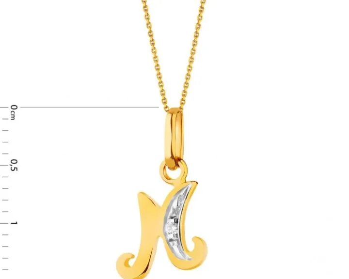 Złota zawieszka z cyrkonią - litera M