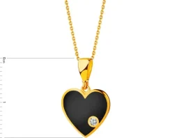 Złota zawieszka z cyrkonią i emalią - serce