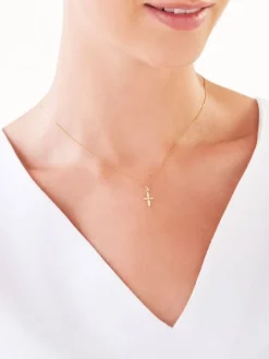 Złota zawieszka z cyrkonią - Krzyż