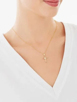 Złota zawieszka z cyrkonią - krzyż