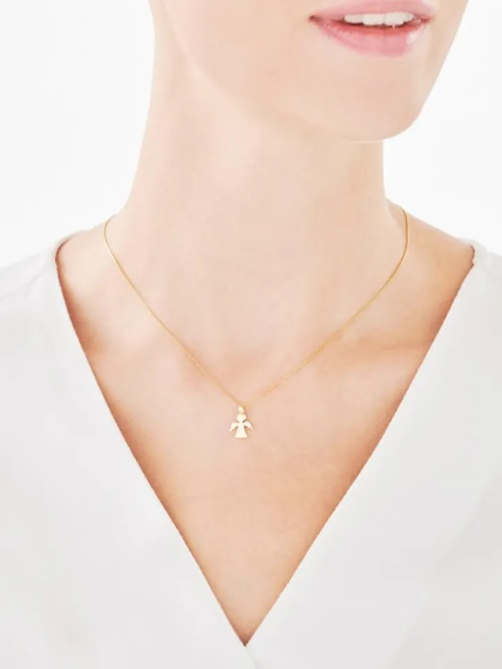 Złota zawieszka z cyrkonią - aniołek