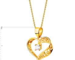 Złota zawieszka z cyrkonią - serce