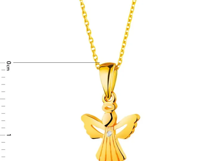 Złota zawieszka z cyrkonią - aniołek