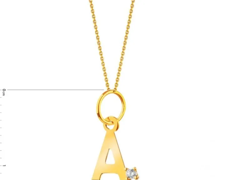 Złota zawieszka z cyrkonią - litera A