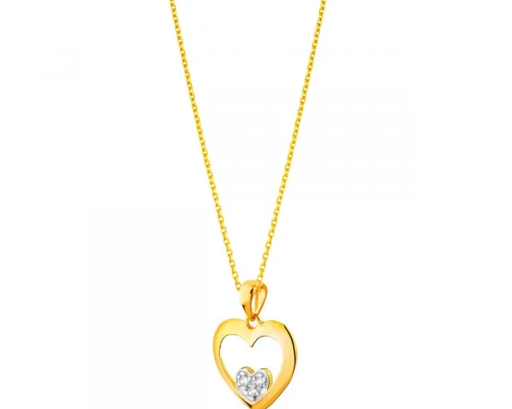 Złota zawieszka z cyrkoniami - serce