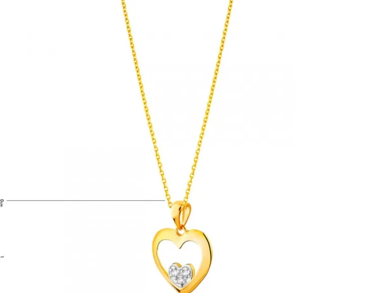 Złota zawieszka z cyrkoniami - serce