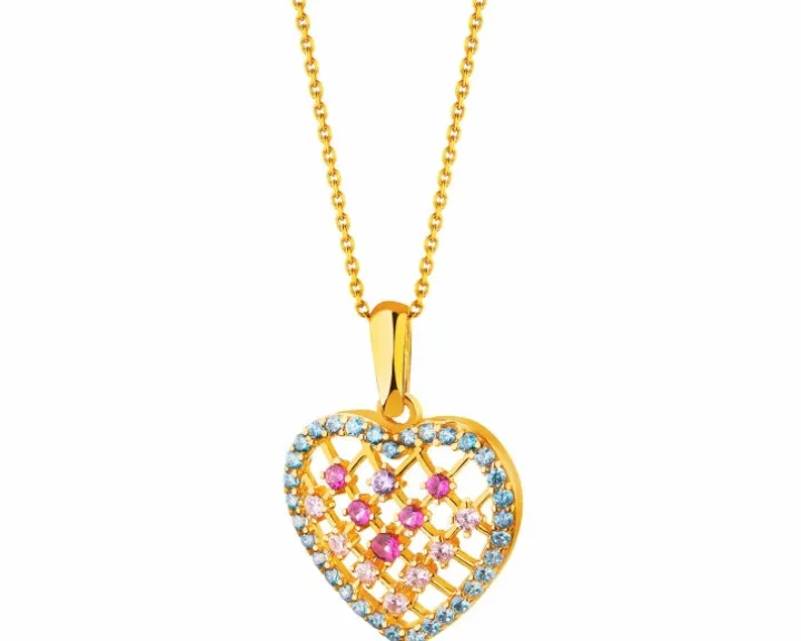 Złota zawieszka z cyrkoniami - serce