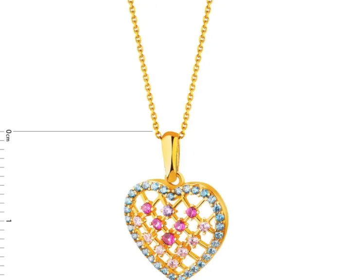 Złota zawieszka z cyrkoniami - serce