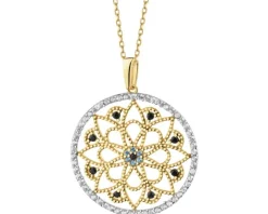 Złota zawieszka z cyrkoniami - rozeta